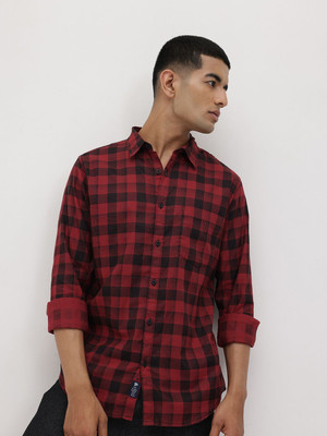 Roadster Men Checkered Casual Red Shirt