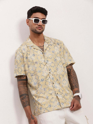 SHOWOFFFF Men Printed Casual Yellow Shirt