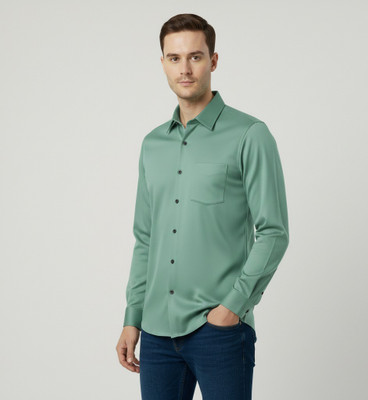 Cloud Kids Men Solid Casual Light Green Shirt