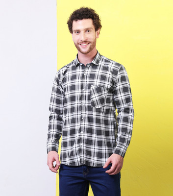 CONTRARY Men Checkered Formal Black, White Shirt