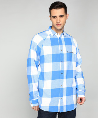 TOMMY HILFIGER Men Checkered Casual Blue Shirt