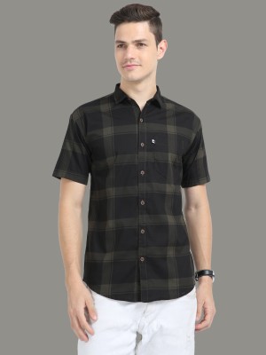 ALLWIN PAUL Men Checkered Casual Black, Dark Green Shirt