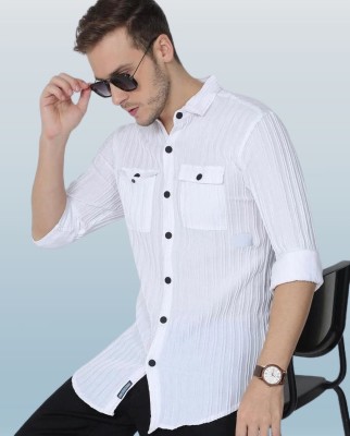 Chicaura Fashion Men Solid Casual White Shirt