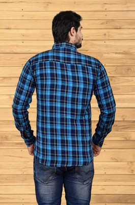 Arthz Fashion Trend Men Checkered Casual Black, Blue Shirt