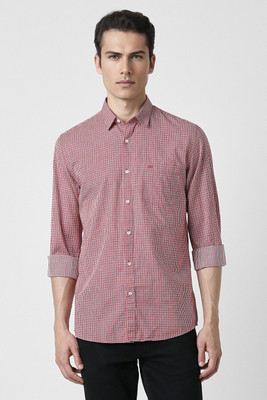PETER ENGLAND Men Checkered Casual Pink Shirt