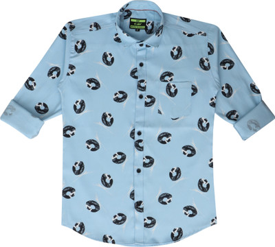Cay Boys Printed Casual Black, Light Blue, White Shirt