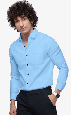 Jumii Enterprise Men Solid Formal Light Blue Shirt