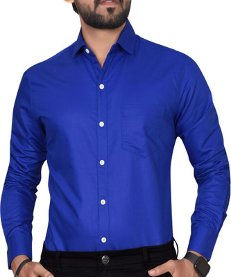 Tyzlo Men Solid Formal Blue Shirt