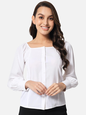 OTIRA Women Solid Casual White Shirt