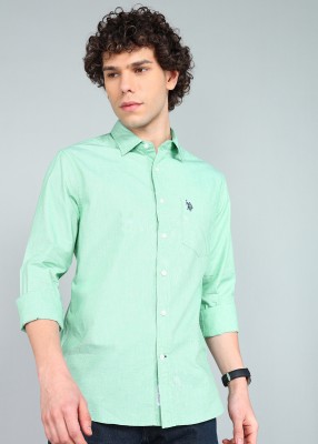 U.S. POLO ASSN. Men Solid Casual Green Shirt