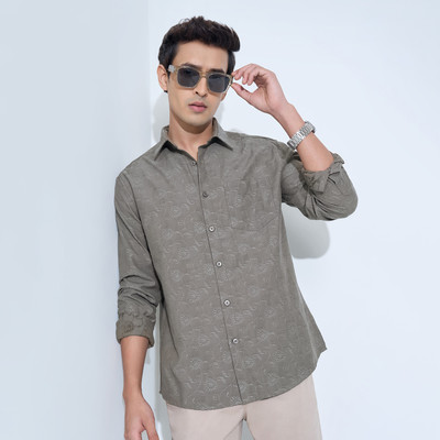 Peregrine by Pantaloons Men Solid Casual Green Shirt