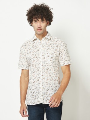 CRIMSOUNE CLUB Men Floral Print Casual Brown, Grey, White Shirt