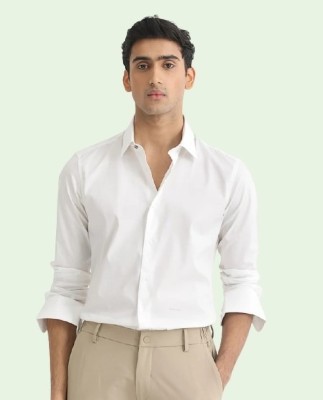 KedarKanth Men Solid Formal White Shirt