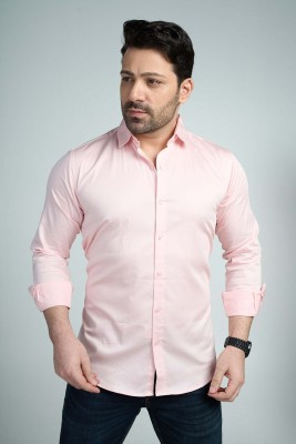 John Watson Men Solid Casual Pink Shirt