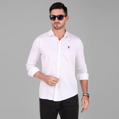 James & Warne Men Solid Casual White Shirt