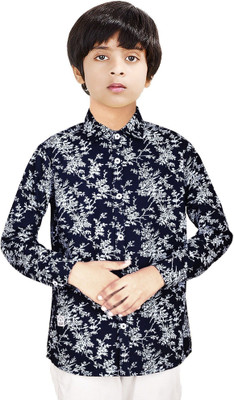 crane Boys Printed Casual Black Shirt