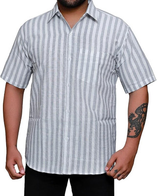 Shifa Textiles Men Striped Casual Grey Shirt