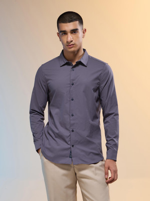 TECHNOSPORT Men Solid Casual Purple Shirt