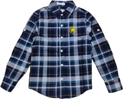 Anil Boys Checkered Casual Blue Shirt