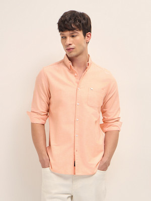 THE BEAR HOUSE Men Solid Casual Orange Shirt