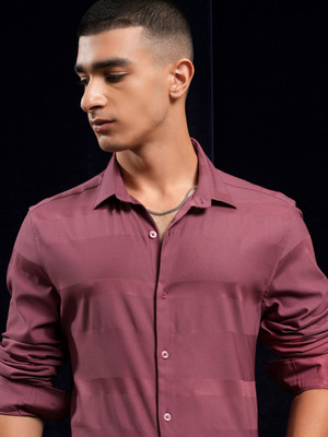 HIGHLANDER Men Striped Casual Pink Shirt