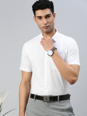 Ramraj Cotton Men Solid Casual White Shirt