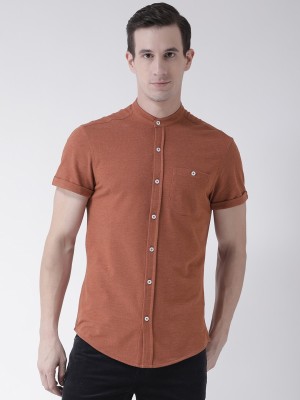 Club York Men Solid Casual Orange Shirt