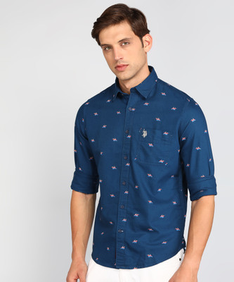 U.S. POLO ASSN. Men Printed Casual White Shirt