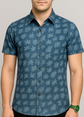 AVOLT Men Printed Casual Blue Shirt