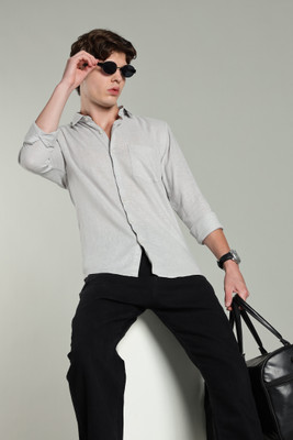 Paul Street Men Solid Casual Grey Shirt