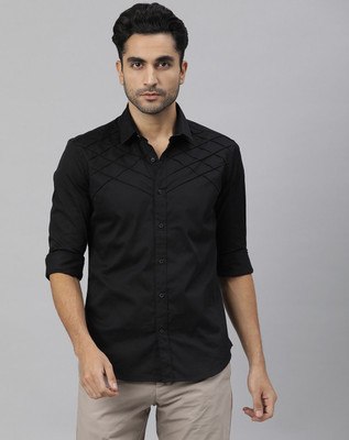 RARE RABBIT Men Solid Casual Black Shirt