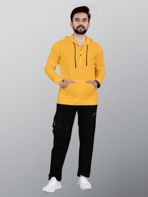 INDICLUB Men Solid Casual Yellow Shirt