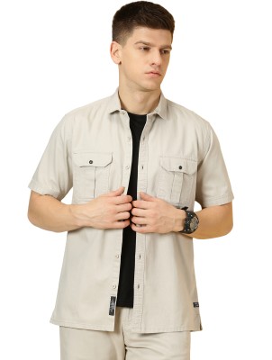 THOMAS SCOTT Men Solid Casual Beige Shirt