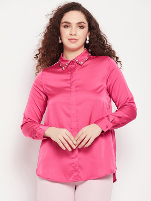 CAMLA Women Solid Casual Pink Shirt