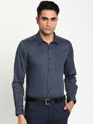 TURTLE Men Printed Formal Dark Blue Shirt