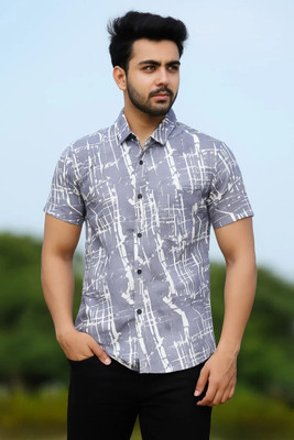 Dev Men Graphic Print Casual Cream Shirt