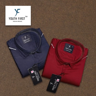 youth first Men Solid Casual Multicolor Shirt(Pack of 2)