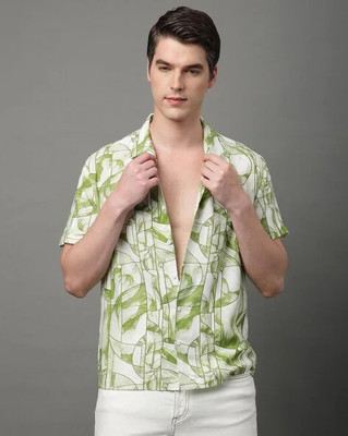 TSFshion Men Printed Casual Green Shirt