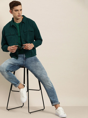 Moda Rapido Men Solid Casual Dark Green Shirt
