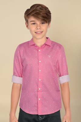 Allen Solly Boys Printed Casual Pink Shirt