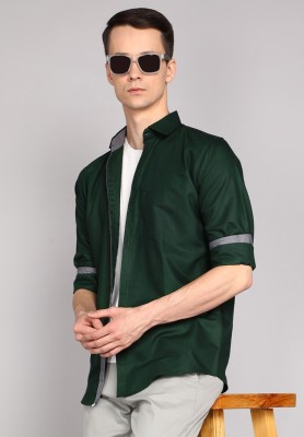 dream believe fashion Men Solid Casual Green Shirt