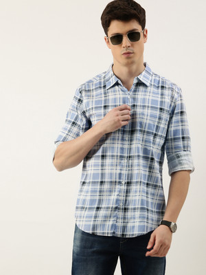 METRONAUT Men Printed Casual Light Blue, White, Black Shirt