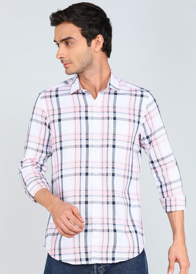 INTEGRITI Men Checkered Casual White Shirt