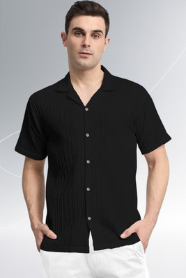 A Dearise Trend Men Self Design Casual Black Shirt