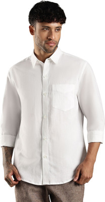 NUVE Men Solid Casual White Shirt