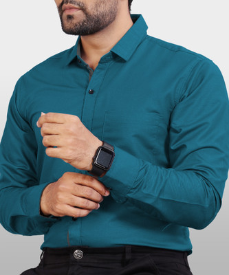 VeBNoR Men Solid Formal Blue Shirt