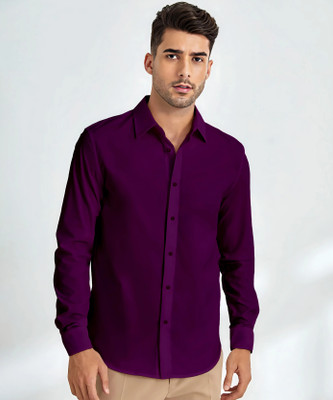 METRONAUT Men Solid Casual Purple Shirt