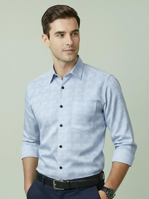Yugnik Men Printed Casual Light Blue Shirt