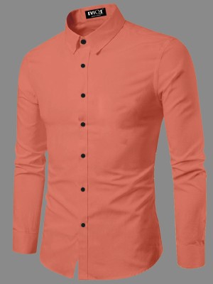 EVIQE Men Solid Casual Orange Shirt