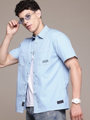 Roadster Men Solid Casual Blue Shirt